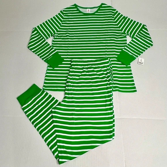 Women's Striped 100% Cotton Matching Family Pajama Set - Green S - Picture 2 of 2